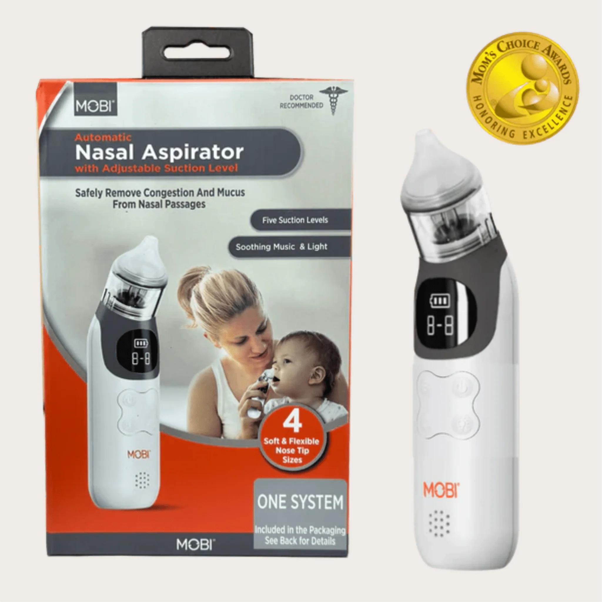 MOBI Automatic Baby Nasal Aspirator, 5-Level Suction, Night Light
