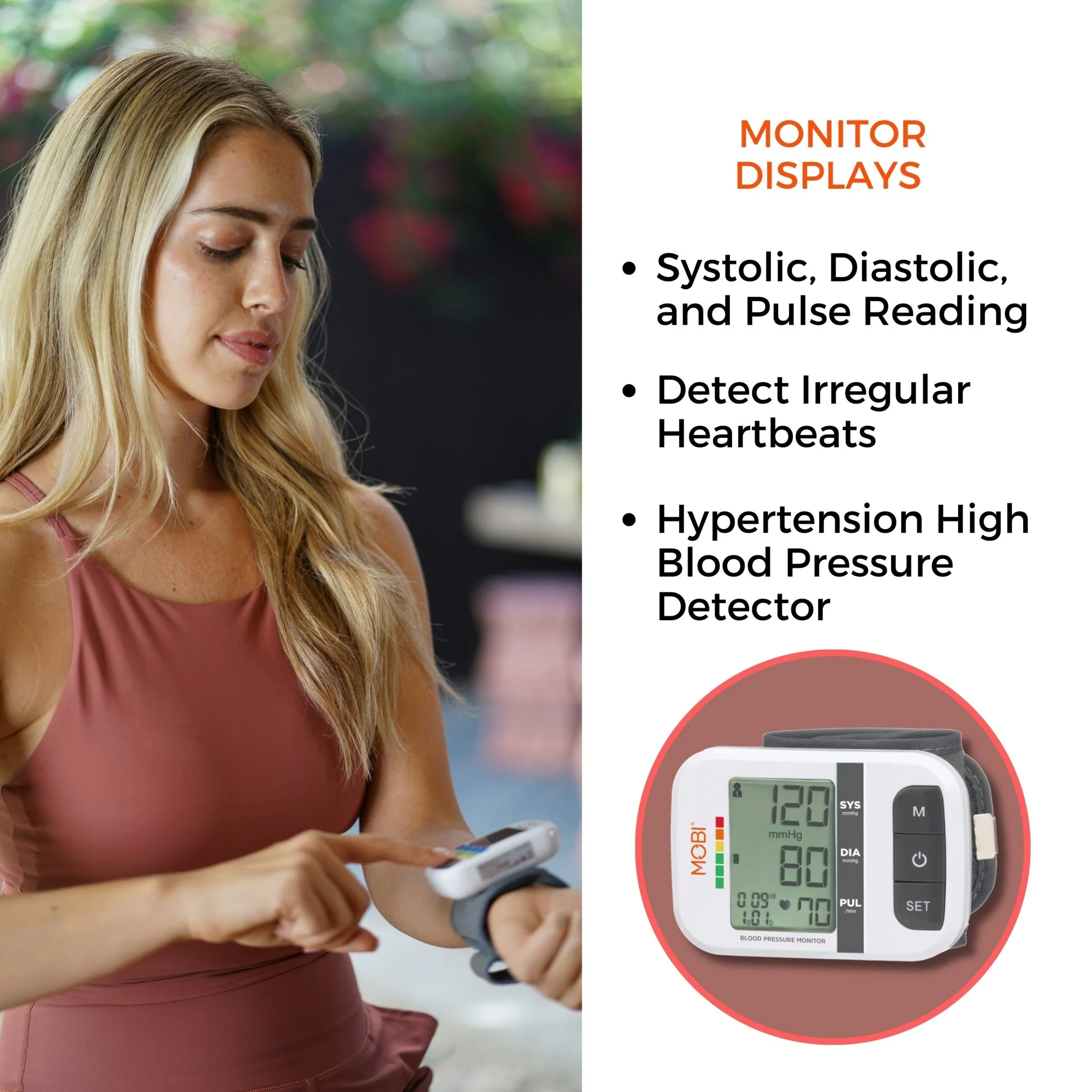 MOBI Wrist Blood Pressure Monitor with Large LCD & Auto Memory - Image 3