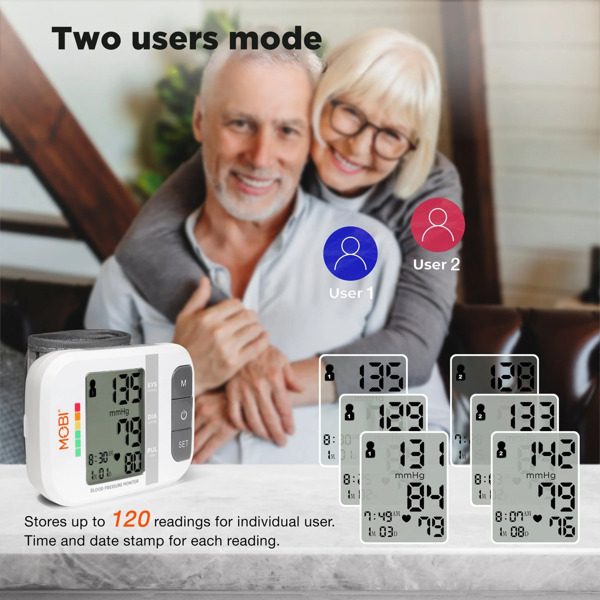 MOBI Wrist Blood Pressure Monitor with Large LCD & Auto Memory - Image 5