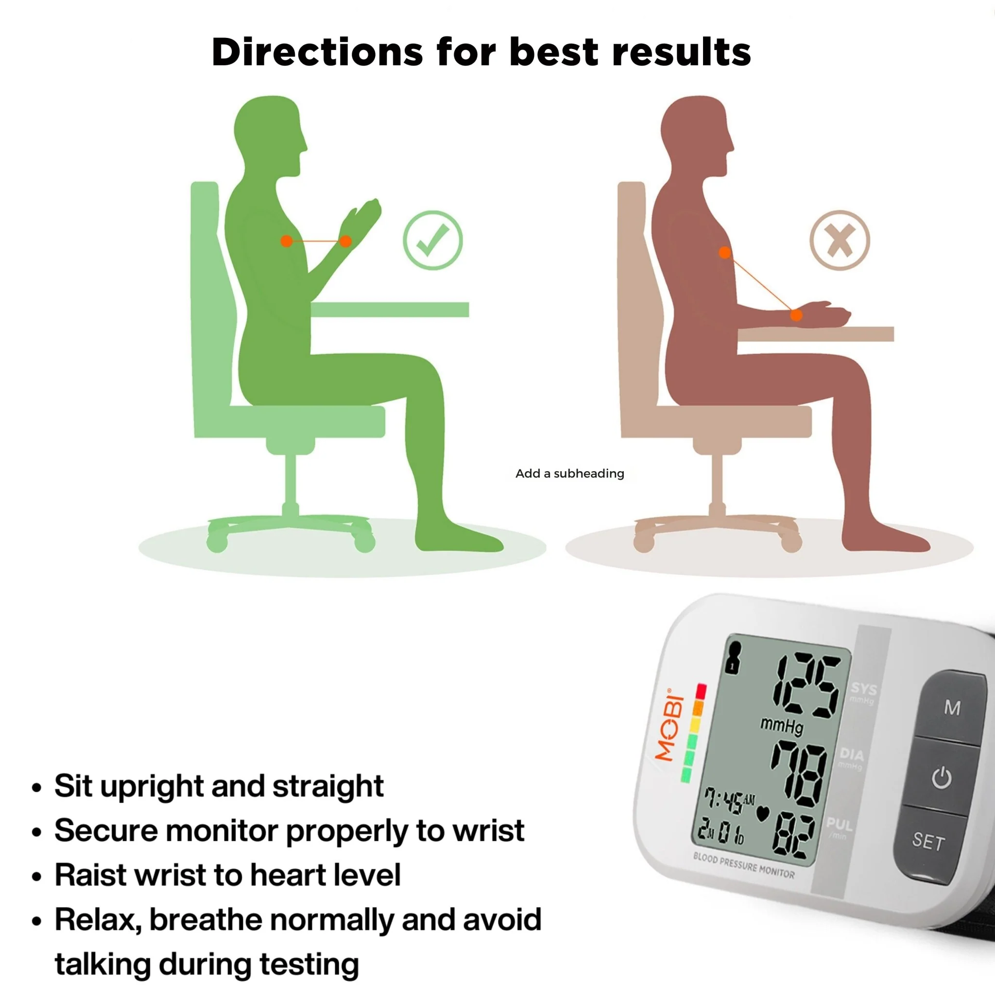 MOBI Wrist Blood Pressure Monitor with Large LCD & Auto Memory - Image 7