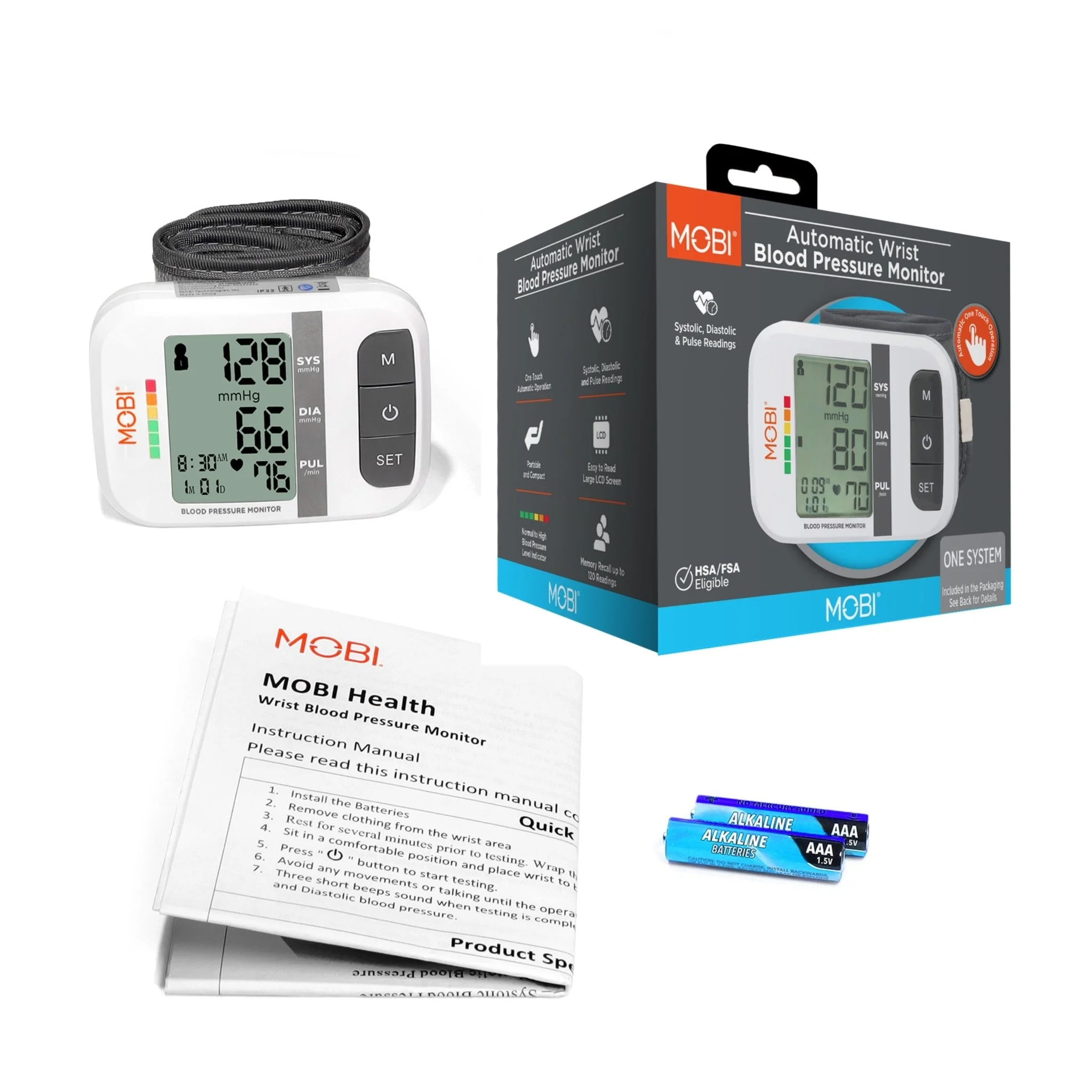 MOBI Wrist Blood Pressure Monitor with Large LCD & Auto Memory - Image 9
