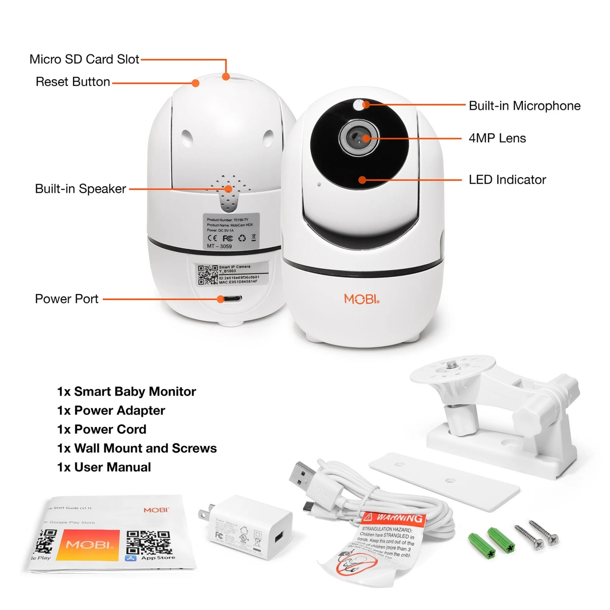 MobiCam HDX Smart HD Wi-Fi Pan & Tilt Nursery & Home Monitoring Camera - Image 5