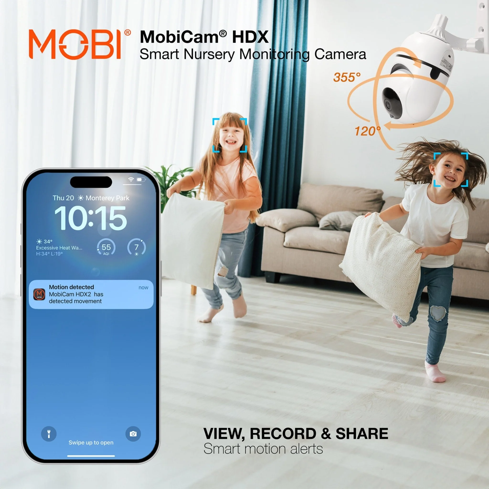 MobiCam HDX Smart HD Wi-Fi Pan & Tilt Nursery & Home Monitoring Camera - Image 7