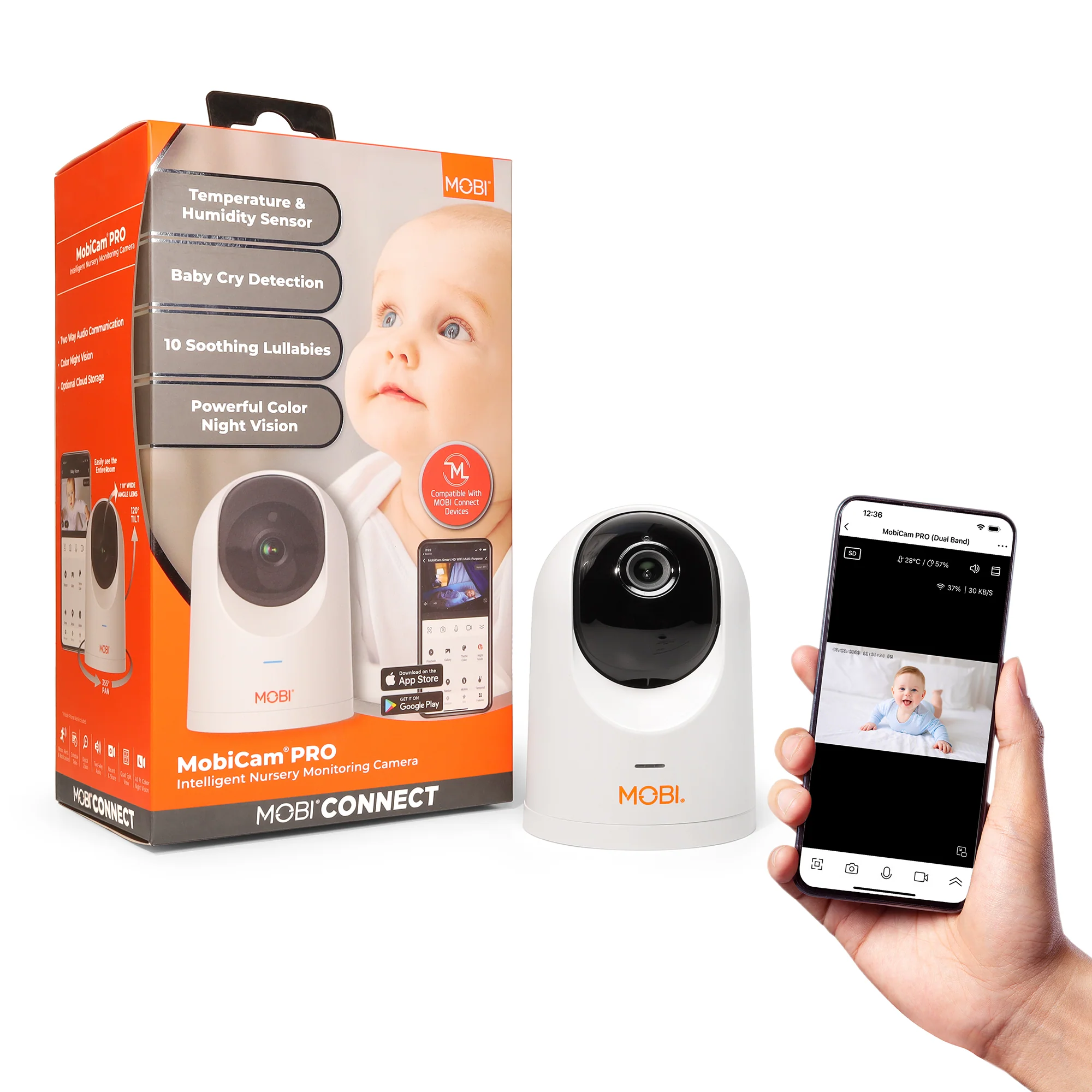 MobiCam Pro Smart Baby Monitor Camera, Full HD Pan & Tilt with Temp & Humidity - Image 4