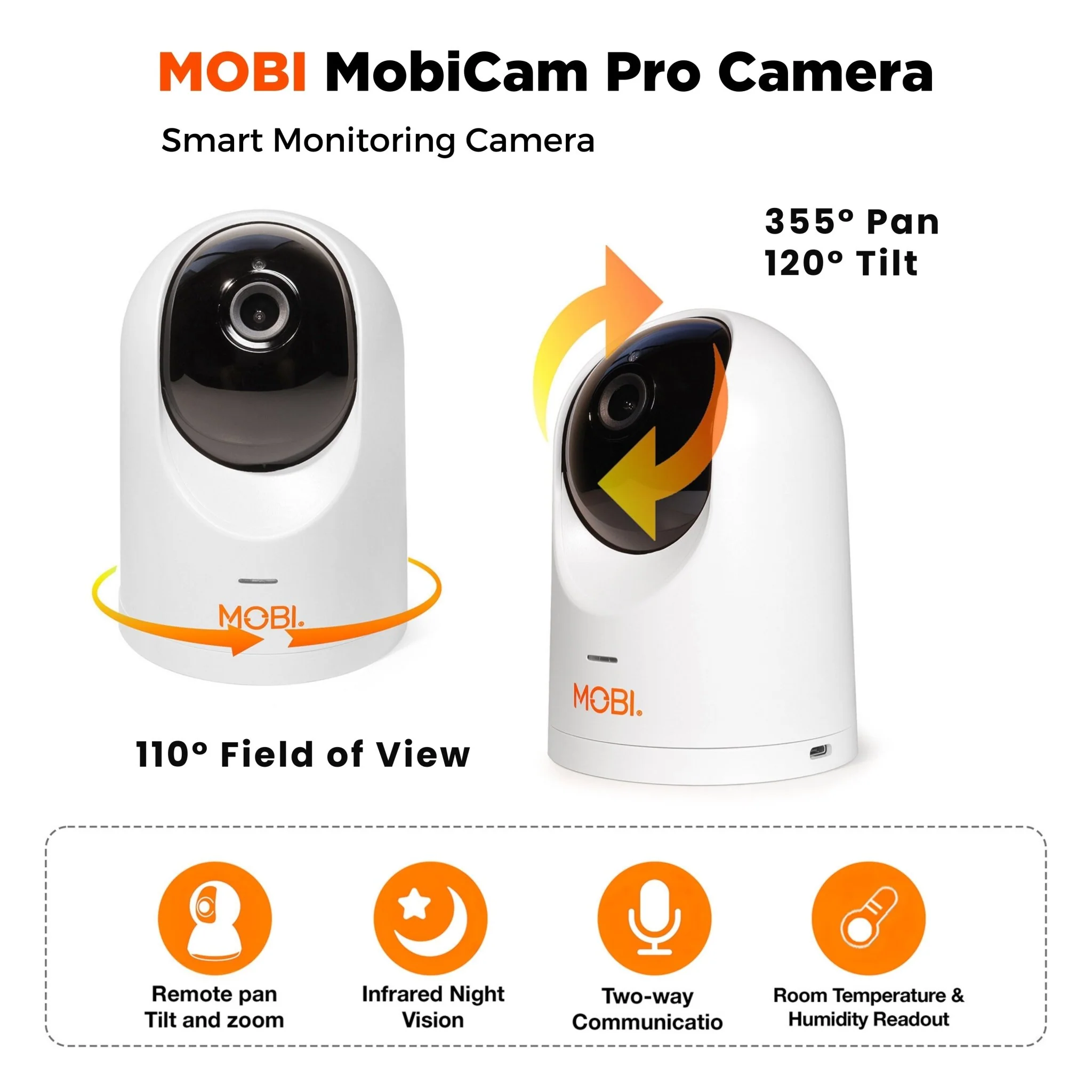 MobiCam Pro Smart Baby Monitor Camera, Full HD Pan & Tilt with Temp & Humidity - Image 6
