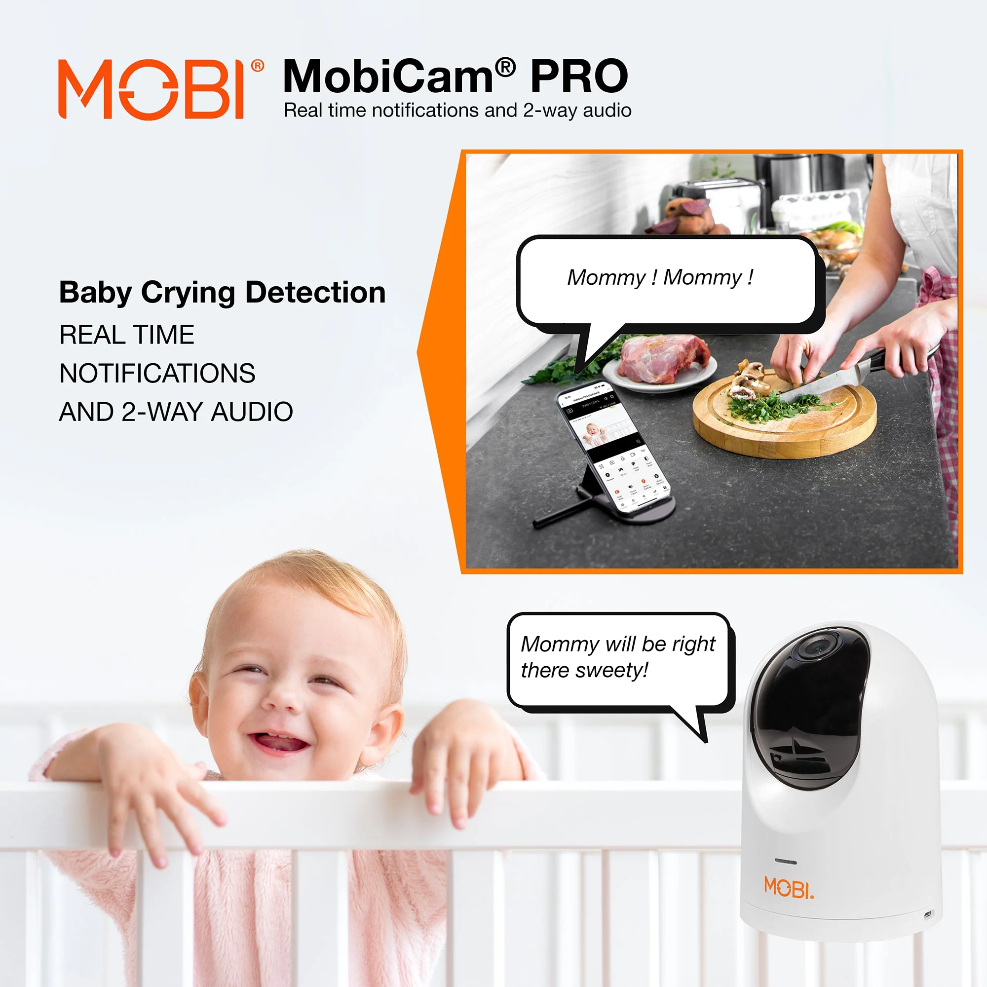 MobiCam Pro Smart Baby Monitor Camera, Full HD Pan & Tilt with Temp & Humidity - Image 9