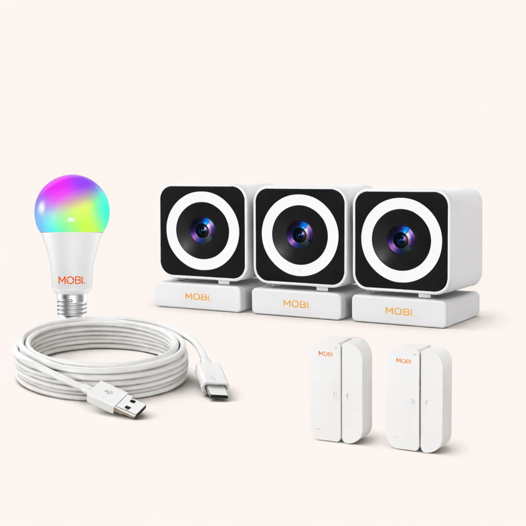 MOBI Multi-Room Smart Home Security Bundle with Cameras & Sensors