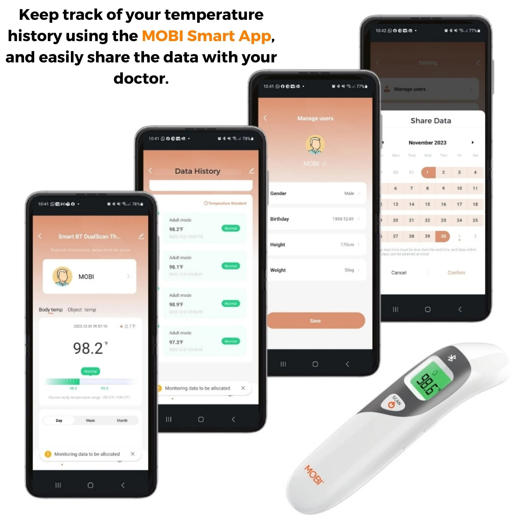 MOBI DualScan Ear & Forehead Bluetooth Digital Thermometer - Image 4