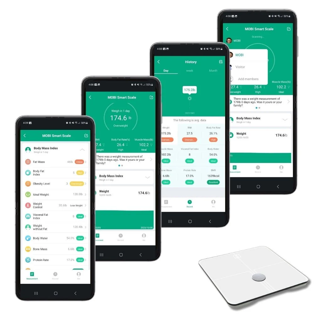 MOBI Smart Wi-Fi Scale BMI Total Body Composition 18 Total Body Measurements - Image 4