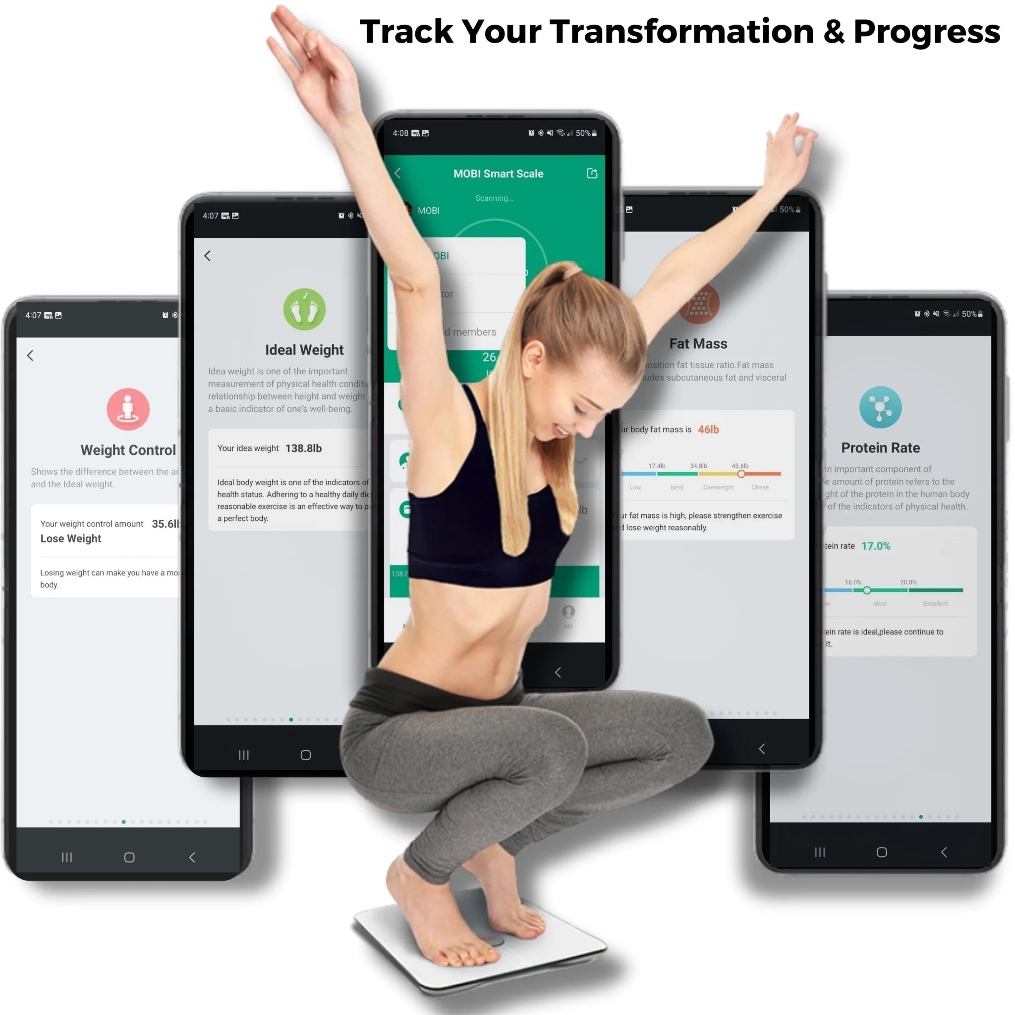 MOBI Smart Wi-Fi Scale BMI Total Body Composition 18 Total Body Measurements - Image 7