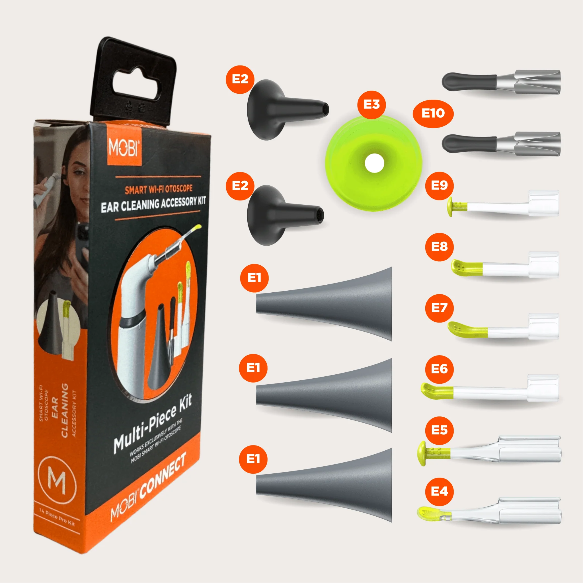 MOBI Smart Otoscope Ear Cleaning Accessory Kit for Wi‑Fi Otoscope