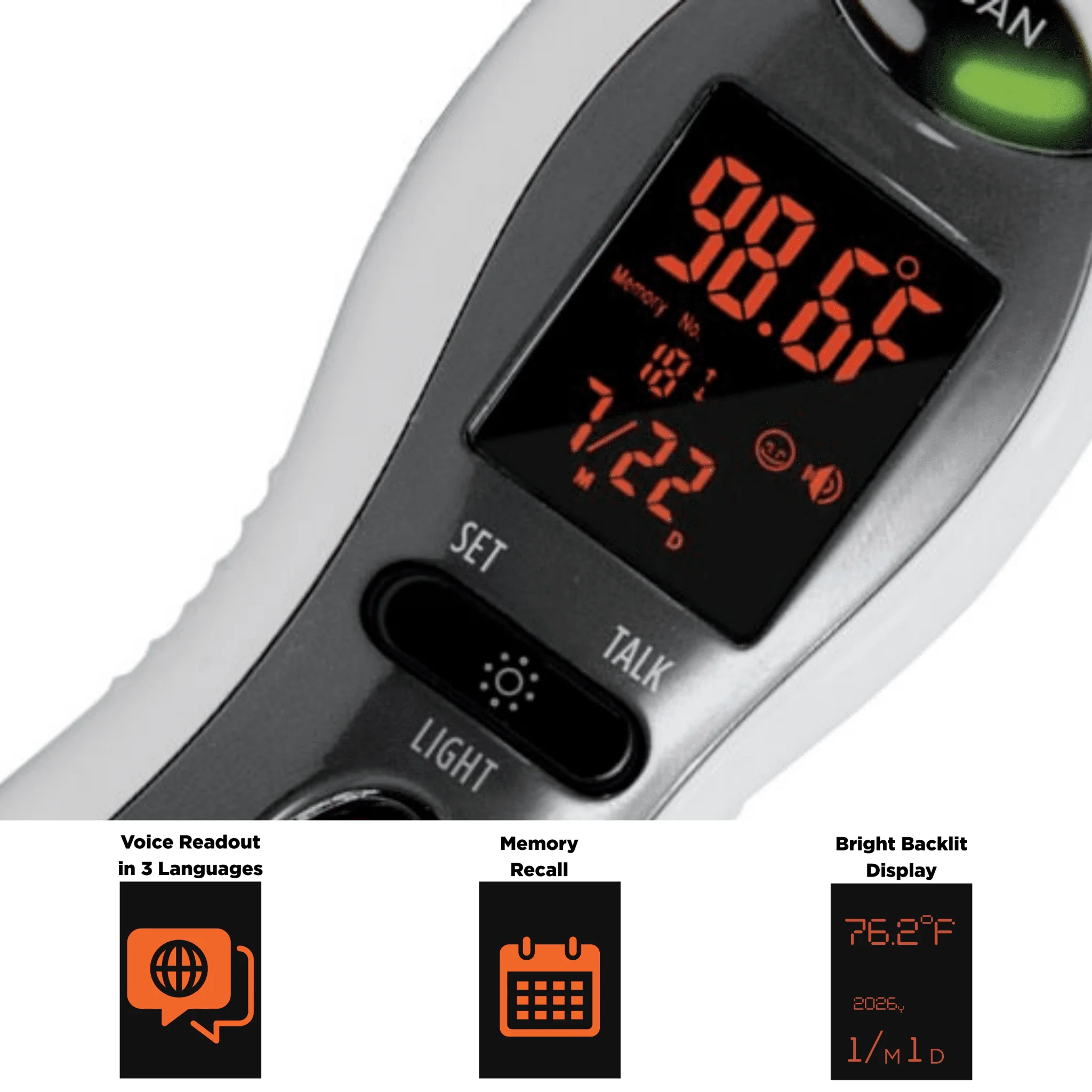 MOBI DualScan Ultra Pulse Ear & Forehead Talking Thermometer + Pulse Rate Monitor - Image 4