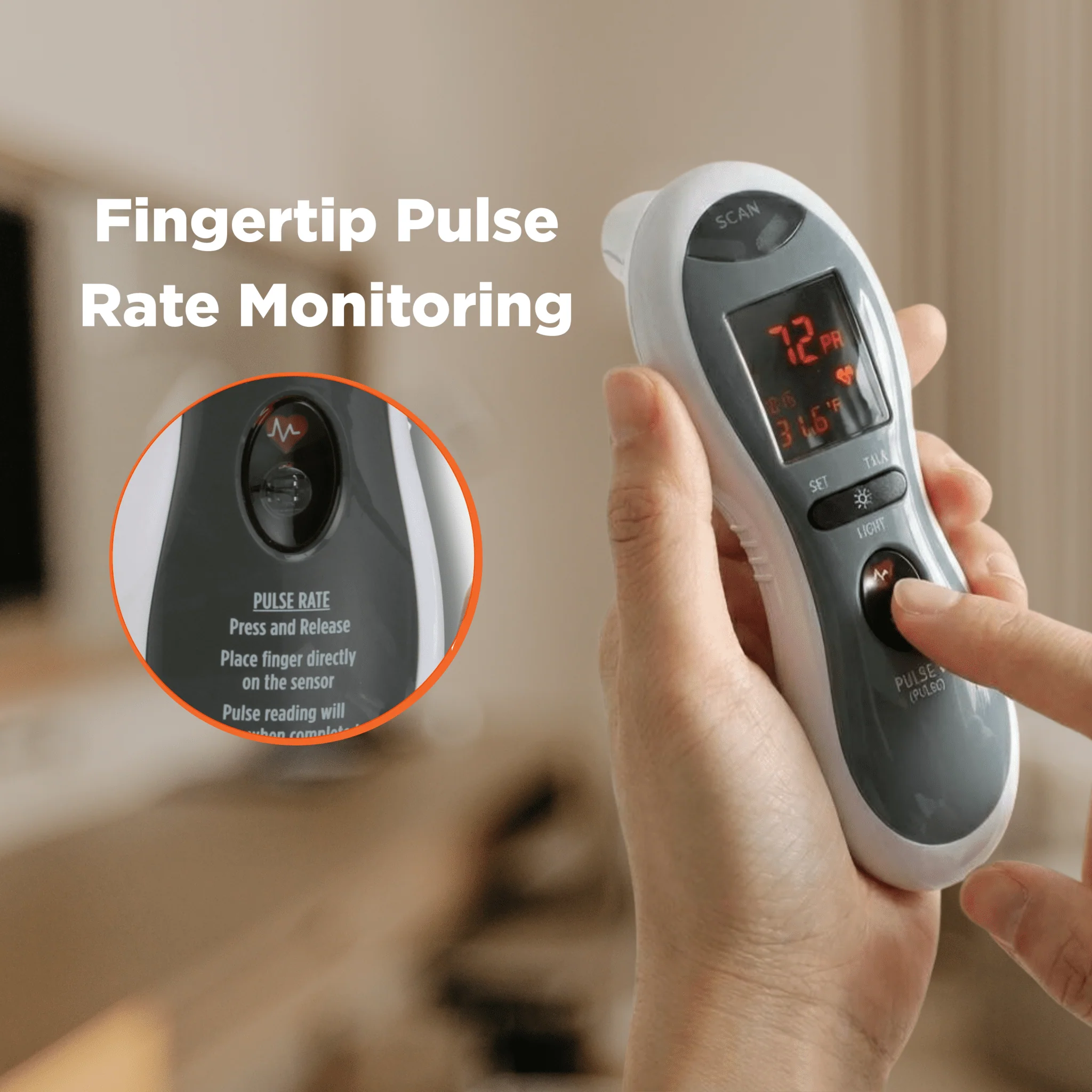 MOBI DualScan Ultra Pulse Ear & Forehead Talking Thermometer + Pulse Rate Monitor - Image 7